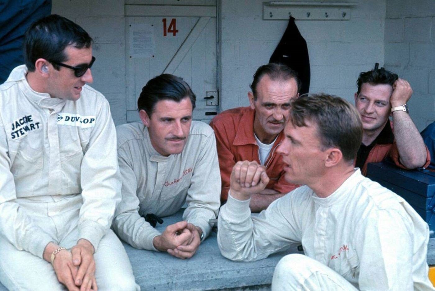 Jackie Stewart, Graham Hill et Dan Gurney à Spa en 1966 © DR