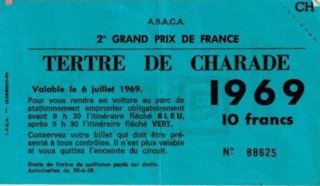 Billets d'entrée Charade 1969