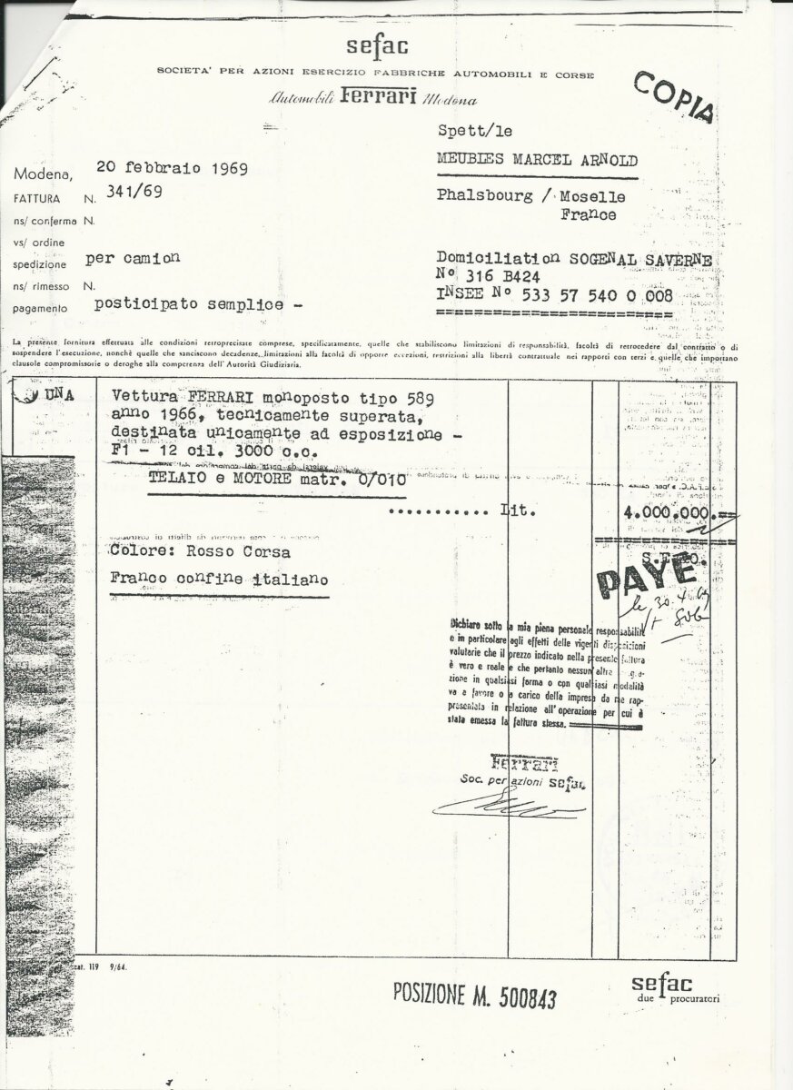 Facture Ferrari Arnold